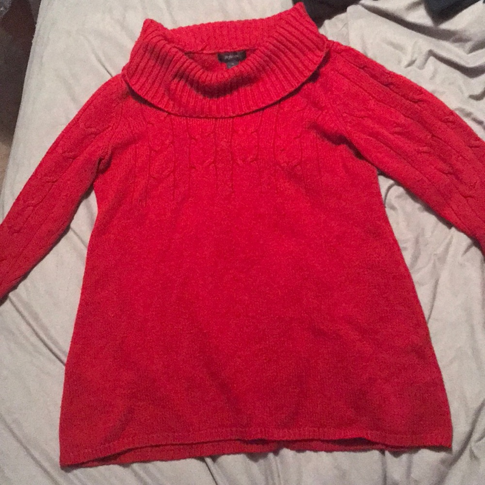 Cowl neck red sweater
